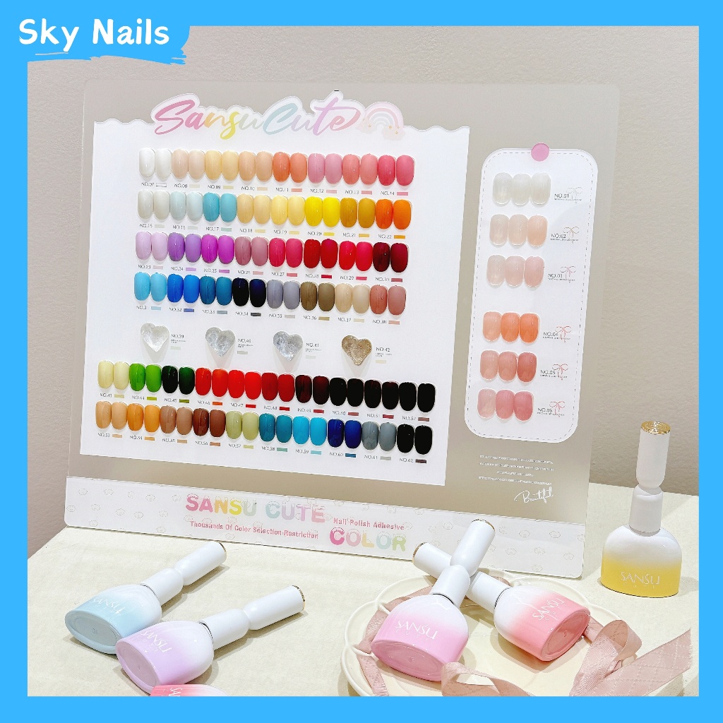 SANSU 62 สีเจลยาทาเล็บชุด 15ml/ขวด เจลสีทึบ + สีเจลไซรัป +สีเจลกลิซเตอร์ แผนภูมิสีฟรี
