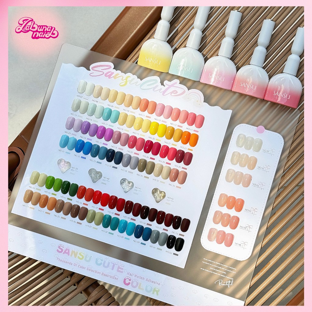 【พร้อมส่ง】SANSU 62 สี ชุดยาทาเล็บเจล เจลสีทึบ + เจลลูกอม + เจลแวววาว แผนภูมิสีฟรี