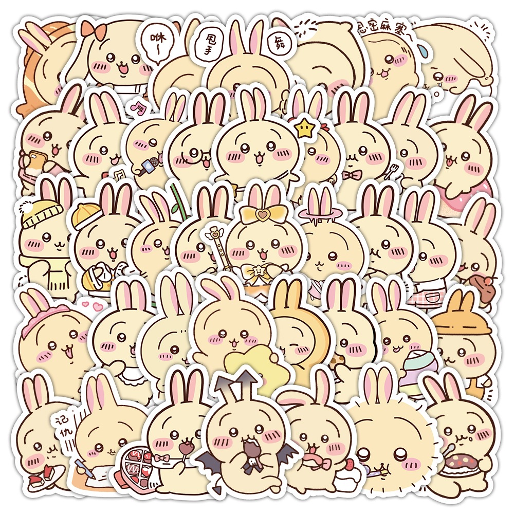 สติ๊กเกอร์กันน้ําลายการ์ตูน PET พลาสติก Usagi 50 ชิ้น