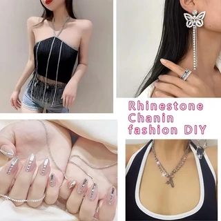 1yard/91 ซม.Rhinestones Chain คริสตัล Glitter เย็บสําหรับชุดอุปกรณ์เสริมตกแต่ง