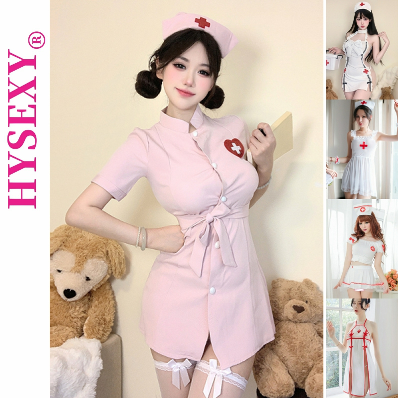 พยาบาลบทบาทเล่นเครื่องแต่งกายสีขาวผู้หญิงพยาบาลเครื่องแบบหญิงฮาโลวีนบทบาทเล่นเครื่องแต่งกาย hus