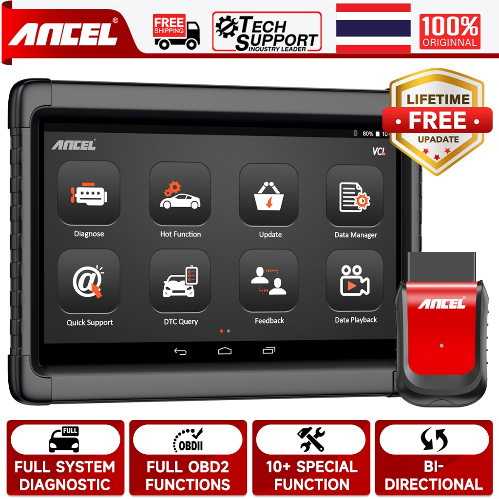 ANCEL X6 เครื่องสแกนเนอร์วินิจฉัย OBD2 มืออาชีพด้านยานยนต์ เครื่องมือทดสอบทั้งระบบ