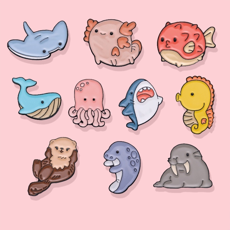 เข็มกลัด รูปม้าน้ํา ปลาฉลามน่ารัก 10 แบบ สร้างสรรค์ ของขวัญจากเพื่อน