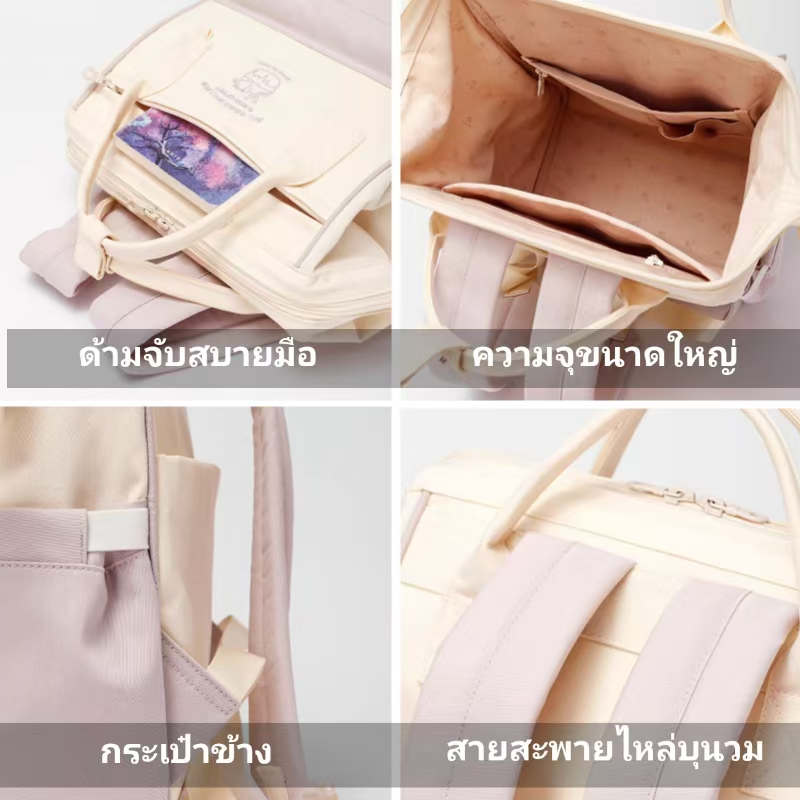 สไตล์ใหม่เกาหลีน่ารักสีชมพูกันน้ํานักเรียนขนาดใหญ่-ความจุ มาการอง สุภาพสตรีกระเป๋าเป้สะพายหลัง