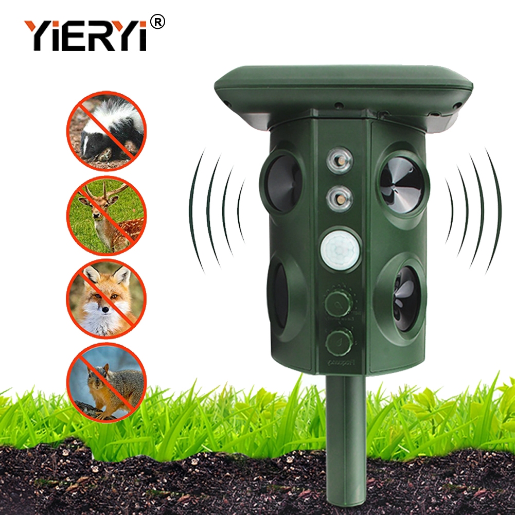 Yieryi Ultrasonic Rodent Repellent กลางแจ้งพลังงานแสงอาทิตย์สัตว์ Repellent อินฟราเรด Induction Flash Bird Repellent เหมาะสําหรับ Orchard, สวน, ฟาร์ม, และ Patio