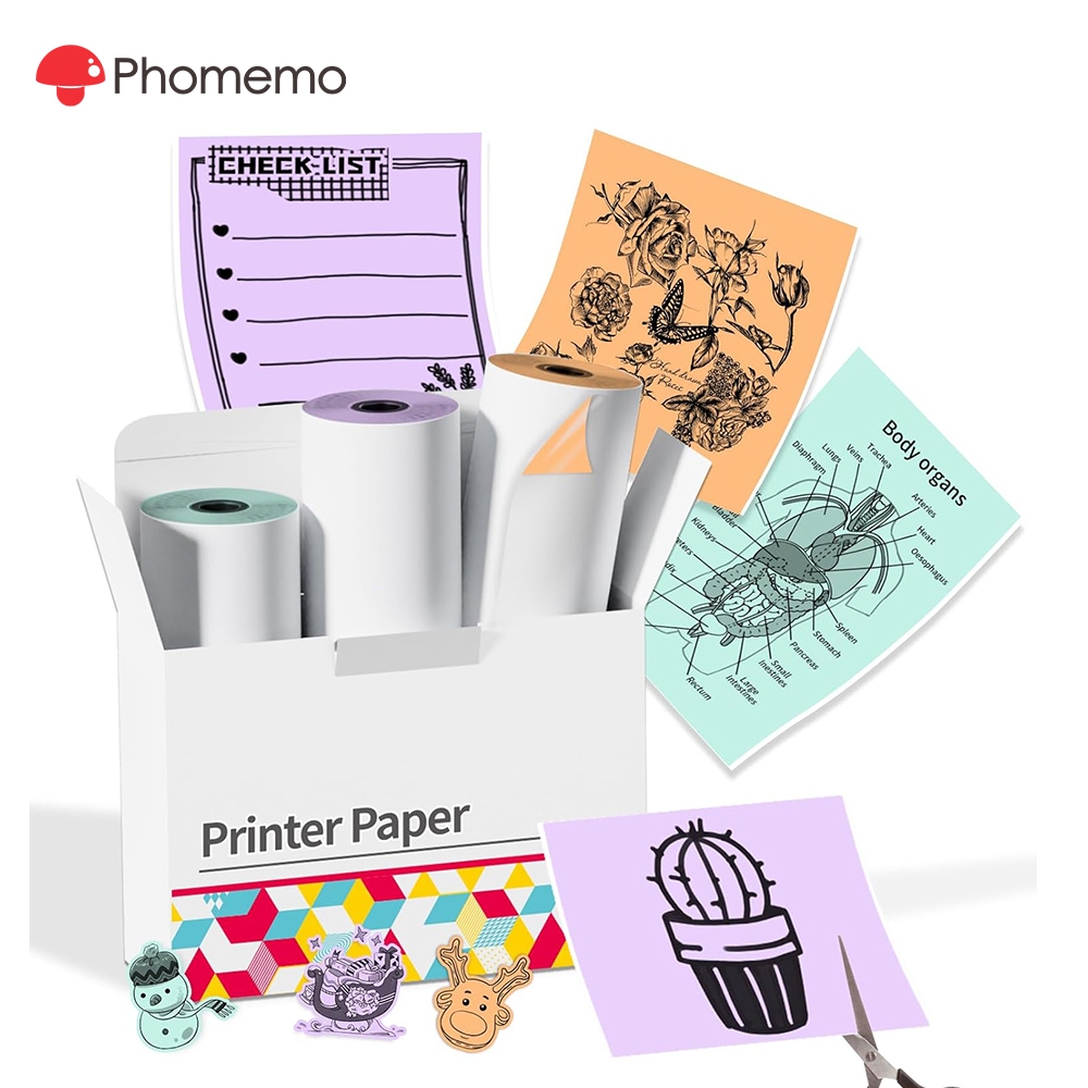 Phomemo สติ๊กเกอร์ต่อเนื่อง สำหรับเครื่องพิมพ์ T02/M02/M03/M04AS/241BT/M832,3 ม้วน