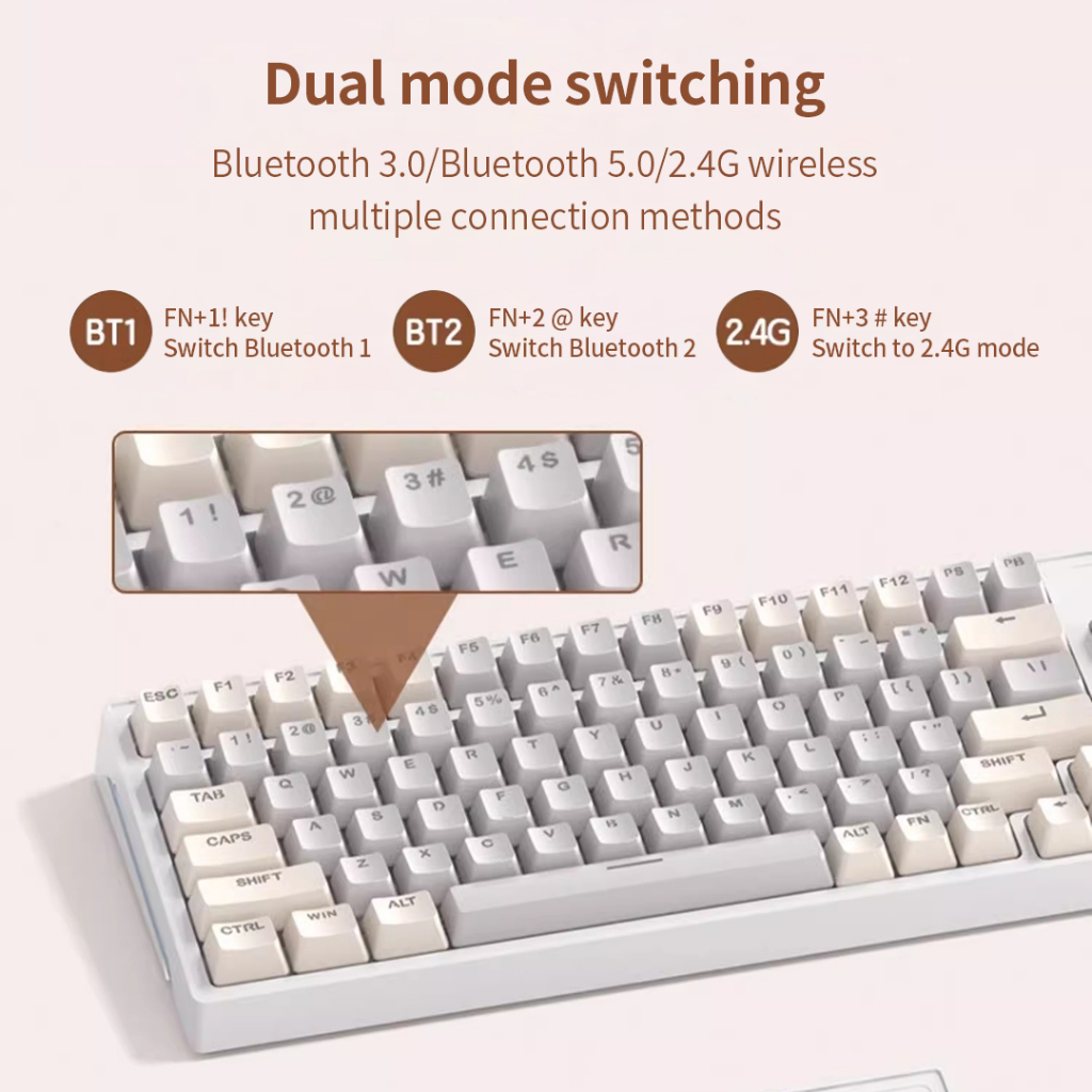 ชุดคีย์บอร์ดและเมาส์ไร้สาย Acer OMR143 การเชื่อมต่อไร้สาย Bluetooth + 2.4G พร้อมการชาร์จ Type-C เอฟเฟกต์แสง