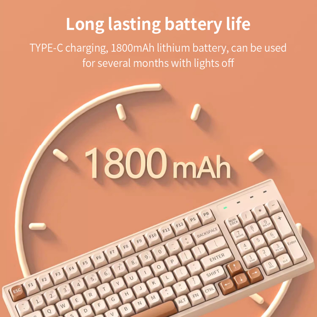 ชุดคีย์บอร์ดและเมาส์ไร้สาย Acer OMR143 การเชื่อมต่อไร้สาย Bluetooth + 2.4G พร้อมการชาร์จ Type-C เอฟเฟกต์แสง