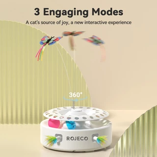 Rojeco ของเล่นแมวอัตโนมัติ 3 ใน 1 ไร้สายของเล่นลูกแมว Cat Teasing Stick Ambush Feather Track Ball ปรับ Interactive ของเล่น