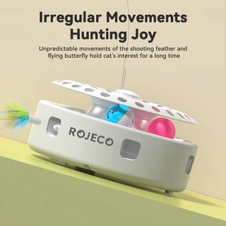 Rojeco ของเล่นแมวอัตโนมัติ 3 ใน 1 ไร้สายของเล่นลูกแมว Cat Teasing Stick Ambush Feather Track Ball ปรับ Interactive ของเล่น