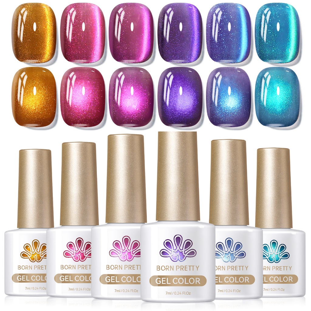 Born PRETTY Cat Magnetic Nail Gel Polish Set Galaxies Glass Blue Purple Semi Permanent UV Varnish