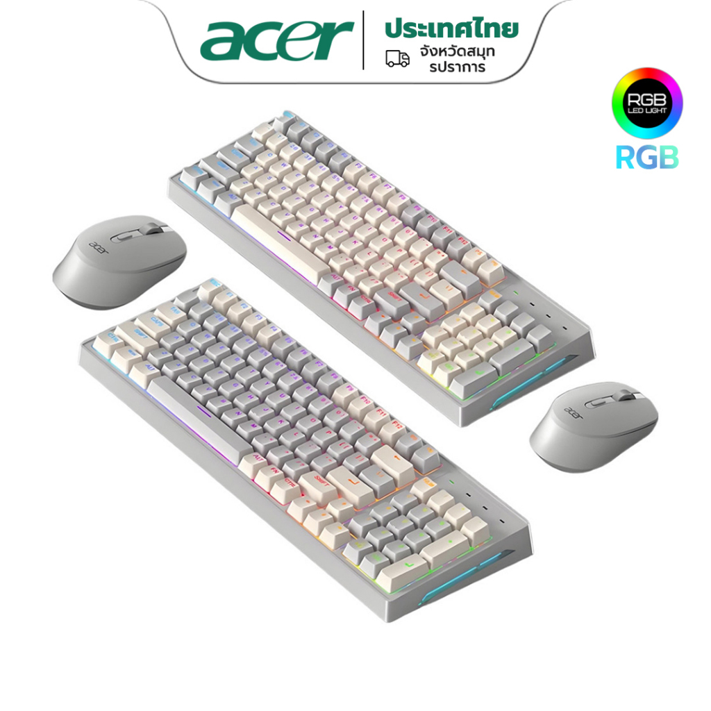 ชุดคีย์บอร์ดและเมาส์ไร้สาย Acer OMR143 การเชื่อมต่อไร้สาย Bluetooth + 2.4G พร้อมการชาร์จ Type-C เอฟเฟกต์แสง