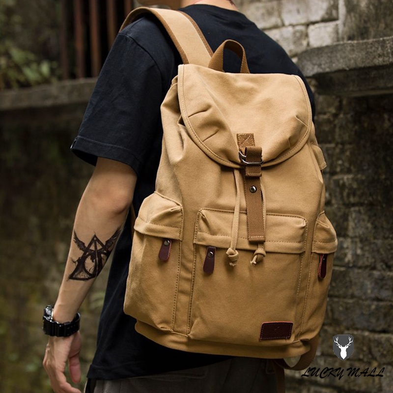 กระเป๋าเป้สะพายหลัง Canvas Vintage สำหรับผู้ชาย