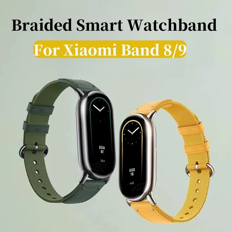 สายรัดไนลอนถักสําหรับสายรัดข้อมือ Xiaomi Mi Band 9 8 สําหรับ Mi Band 8 9