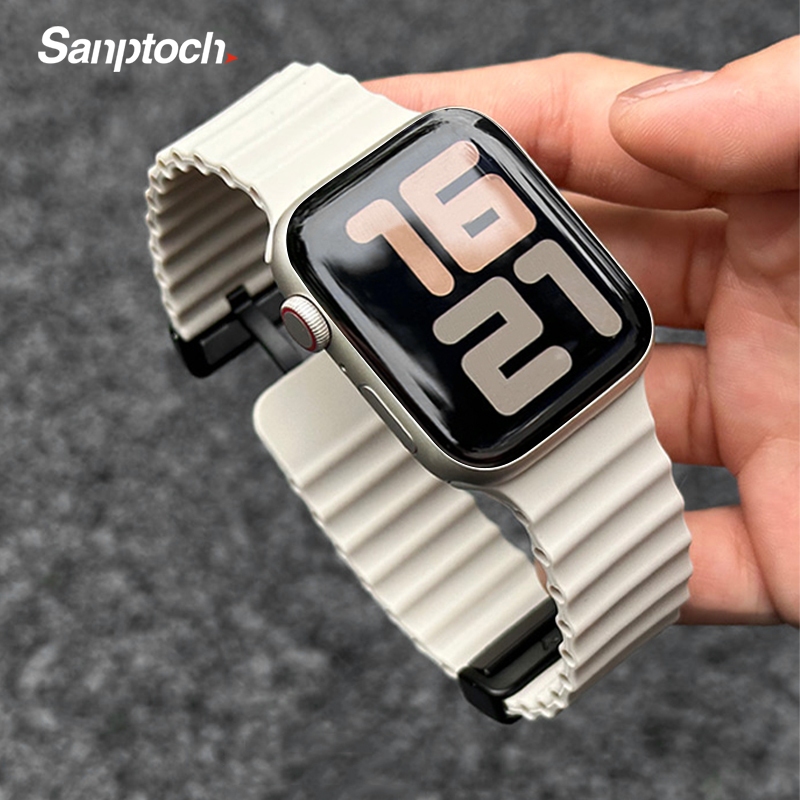 Sanptoch สําหรับนาฬิกา Ocean Magnetic Band 49 46 45 44 42 41 40 38 มม.ซิลิโคนกีฬาสําหรับ 10 9 8 7 6 5 4 3 2 1 Ultra2 SE เป็นมิตรกับผิวห่วงสร้อยข้อมือ