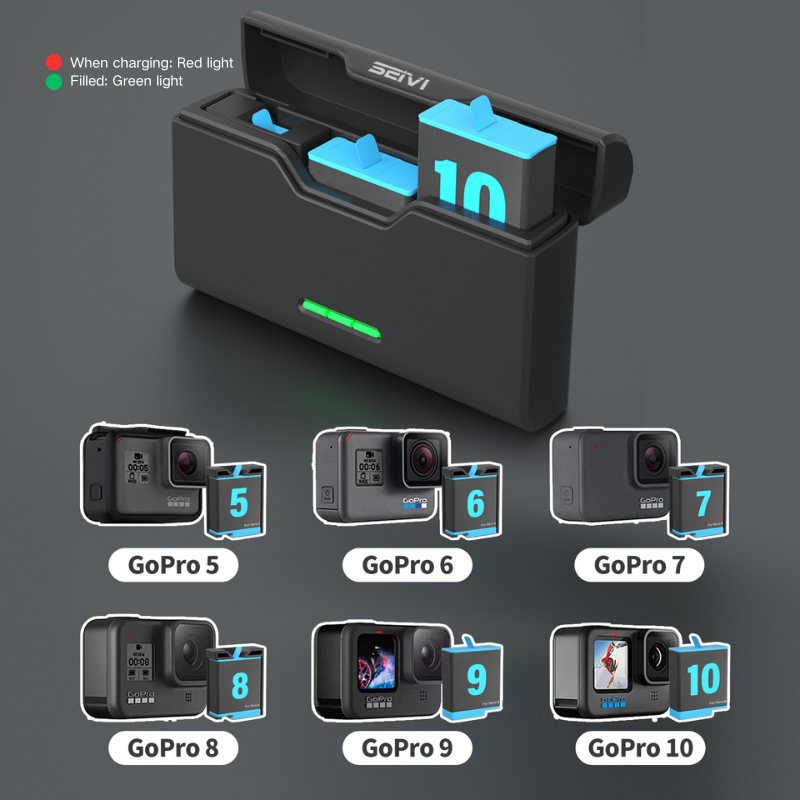 Puantes AHDBT-801 แบตเตอรี่ + 3 ช่อง USB fast charger จับคู่กับ Gropro Hero 5/6/7/8 กล้องกีฬา