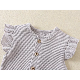 0-12 เดือนชุดจั๊มสูทเด็กฤดูร้อนบางระบายอากาศสาวเสื้อผ้าเด็กทารกแรกเกิดแขนกุดผายลมวาฟเฟิลคลานเสื้อผ้าเด็กเสื้อผ้า