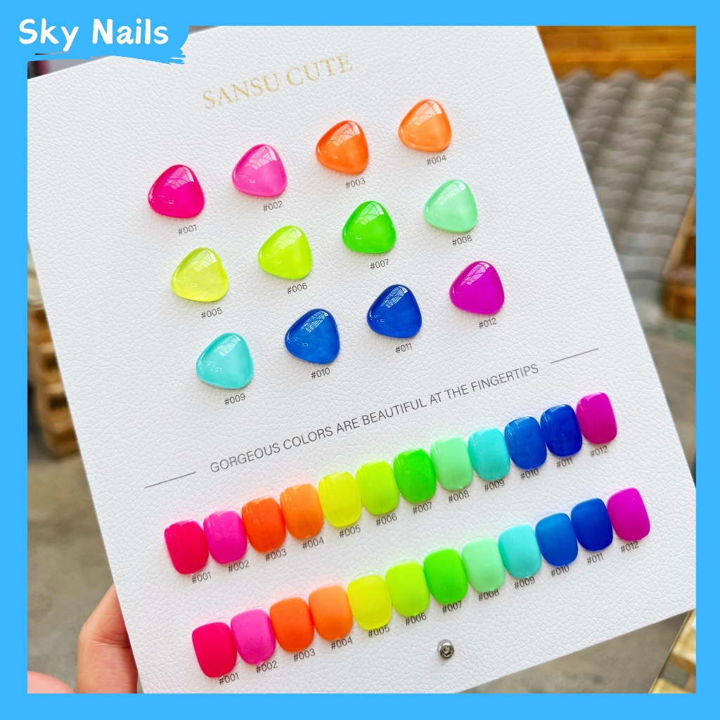 ชุดน้ำยาทาเล็บเจล SANSU 12 สี เจลนีออน เฉดสีเรืองแสง พร้อมแผนภูมิสีฟรี พร้อมจัดส่งได้ทันที – โปรปัง