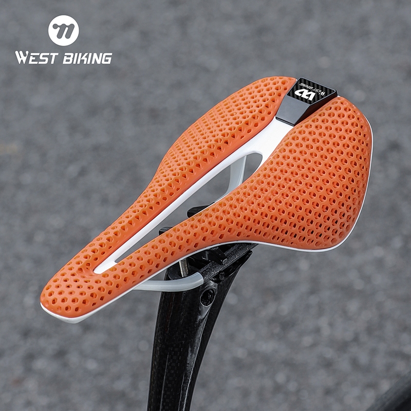 WEST BIKING 3D พิมพ์คาร์บอนไฟเบอร์จักรยานที่นั่งอานจักรยานเสือหมอบน้ําหนักเบาสบาย ที่นั่งจักรยานเสือภูเขาอาน — صورة 2