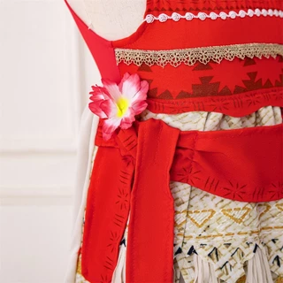 Mqatz สีแดง Moana คอสเพลย์สาวชุดวันเกิดเด็กเครื่องแต่งกายดอกไม้ชุดเจ้าหญิงเสื้อผ้า 6 8 ปี HYQY05