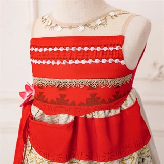 Mqatz สีแดง Moana คอสเพลย์สาวชุดวันเกิดเด็กเครื่องแต่งกายดอกไม้ชุดเจ้าหญิงเสื้อผ้า 6 8 ปี HYQY05