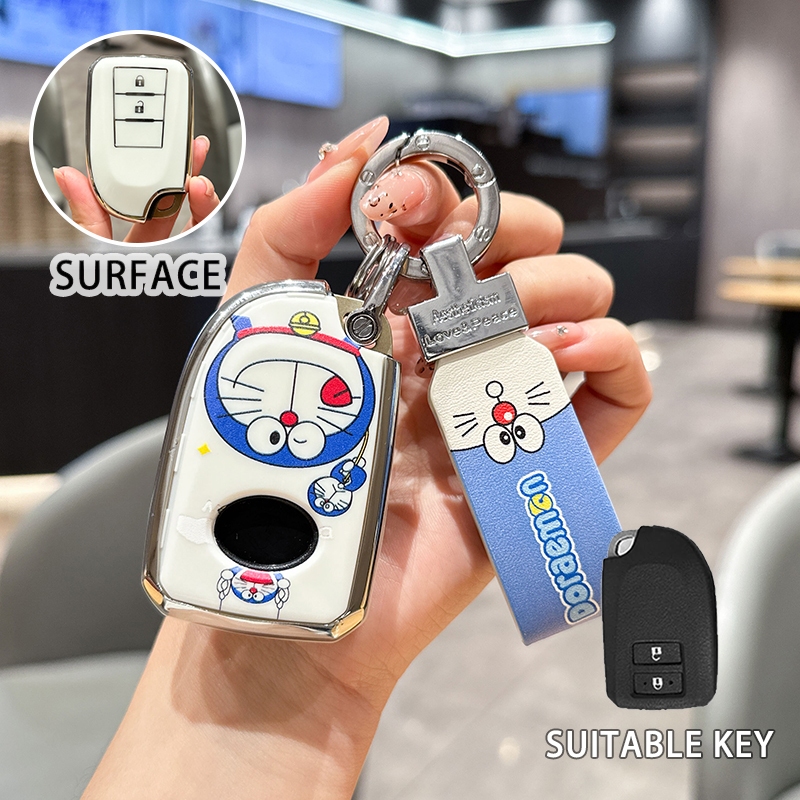Toyota Vios Yaris ดีไซน์ใหม่ Premium TPU Keyless Remote Carbon Fibre Hard Case + ฝาครอบป้องกันกุญแจรถซิลิโคน + โซ่