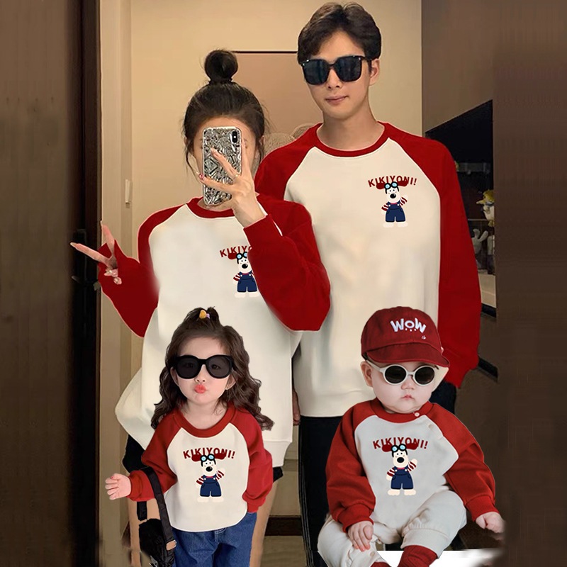 ผ้าฝ้ายเสื้อกันหนาวชุดครอบครัวคู่แขนยาวเสื้อผ้าผู้หญิงเสื้อเด็กromperผู้ชายhoodies