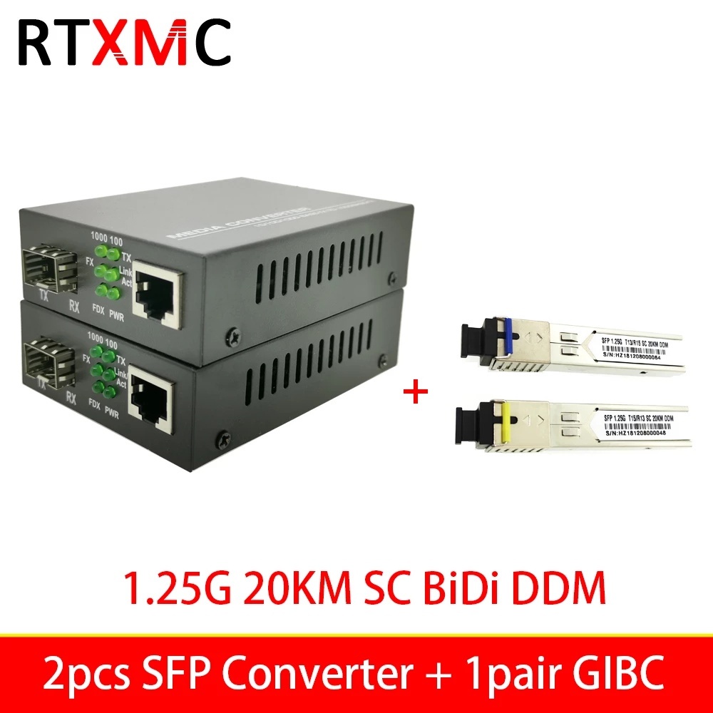 Gigabit Media Converter SFPTransceiver Module 5KM 1000Mbps Fast Ethernet RJ45 ถึง Fiber Optic switch