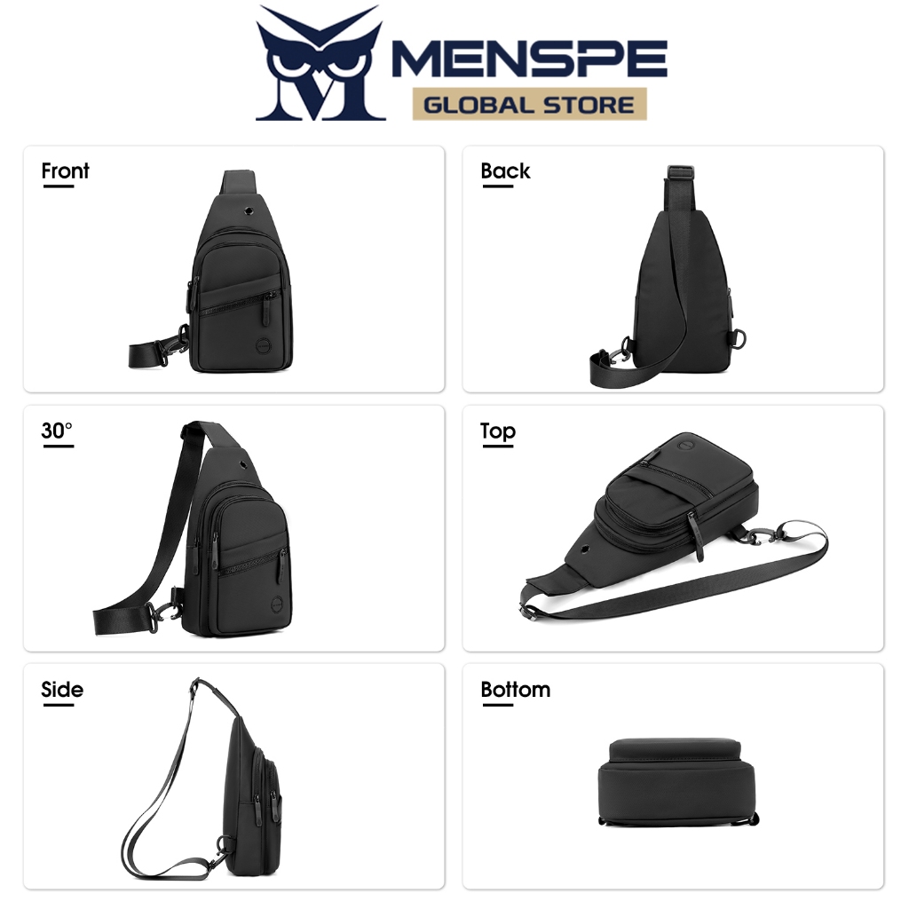 Menspe กระเป๋าคาดหน้าอกผู้ชาย Cross Body Bag กระเป๋าสะพายเดินทางกันน้ําความจุขนาดใหญ่กระเป๋าลําลองหูฟังออกแบบรูผู้ชายแฟชั่นกระเป๋าสะพาย Leisure Sport Street กระเป๋าสําหรับ College St