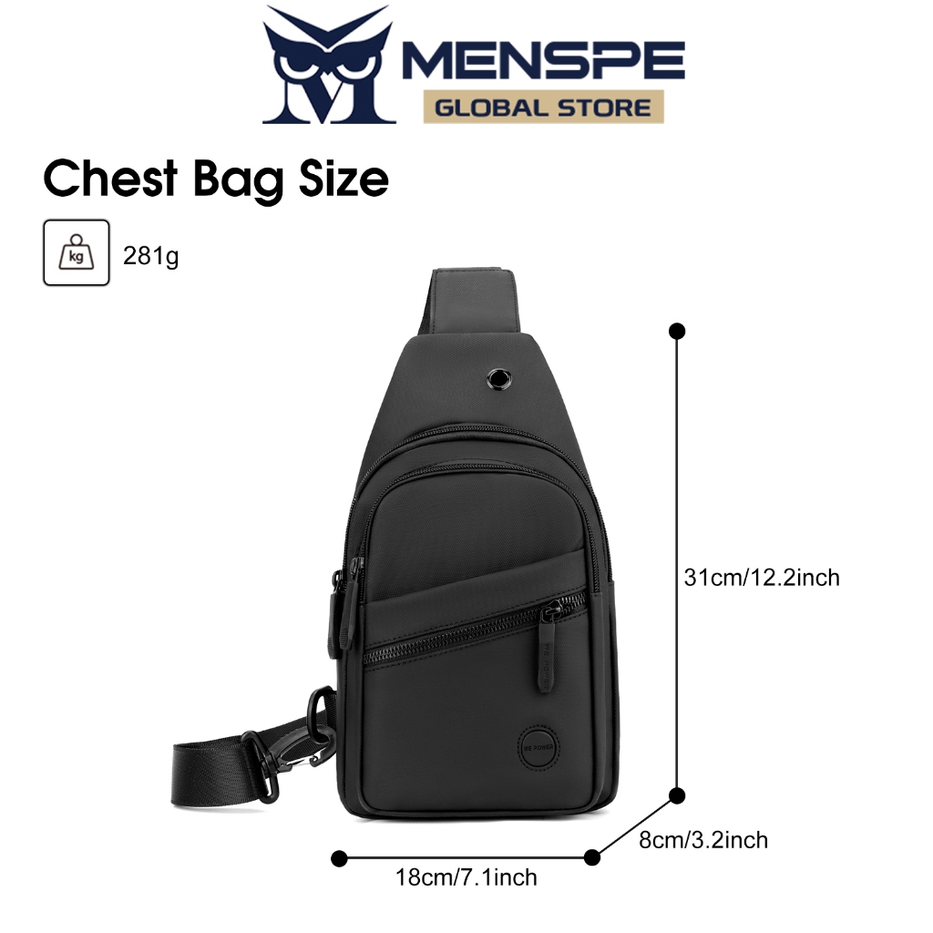 Menspe กระเป๋าคาดหน้าอกผู้ชาย Cross Body Bag กระเป๋าสะพายเดินทางกันน้ําความจุขนาดใหญ่กระเป๋าลําลองหูฟังออกแบบรูผู้ชายแฟชั่นกระเป๋าสะพาย Leisure Sport Street กระเป๋าสําหรับ College St