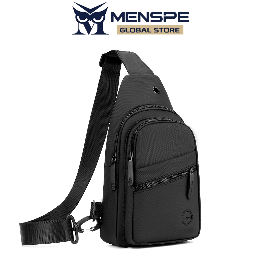 Menspe กระเป๋าคาดหน้าอกผู้ชาย Cross Body Bag กระเป๋าสะพายเดินทางกันน้ําความจุขนาดใหญ่กระเป๋าลําลองหูฟังออกแบบรูผู้ชายแฟชั่นกระเป๋าสะพาย Leisure Sport Street กระเป๋าสําหรับ College St
