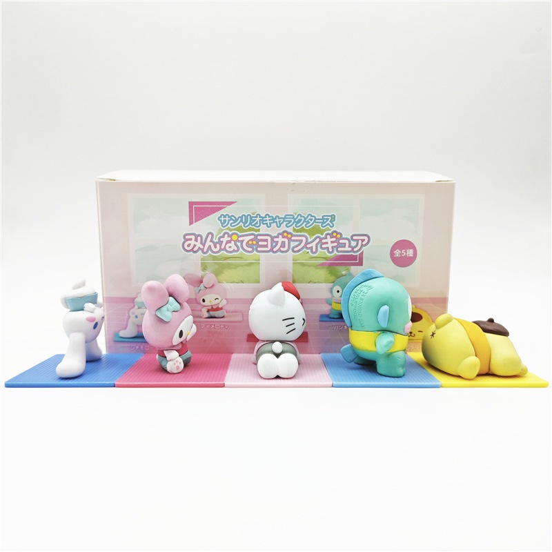 5 ชิ้น/เซ็ตอะนิเมะ My Melody รูป Cinnamoroll Pom Pom Purin Hello Kitty Hangyodon รุ่น Q Do โยคะ PVC ตัวเลขการกระทําตุ๊กตาของเล่นของขวัญ - รูปที่ 5