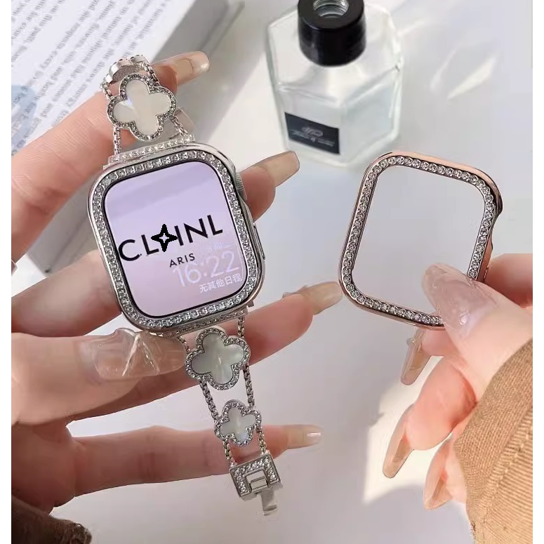 Fashion Clover Watch Strap For Redmi Watch 6 สาย Redmi Watch 5 Strap Bling สาย Redmi Watch 6 Strap Diamond Redmi Watch 5 Active สาย Redmi Watch 5 Case Metal Redmi Watch 4 เคส For Mi Band 9 Pro/Mi Band 8 Pro สาย Redmi Watch 5 lite สาย PC Redmi Watch 6 เคส