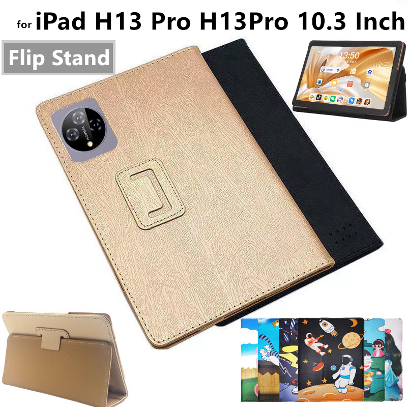 Flip Case for iPad H13 Pro H13Pro 10.3 Inch 2024 Silk Pattern Cover Flip Foldable Stand Full Body Pr