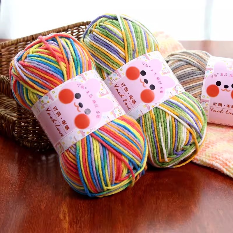 ไหมพรมคอตตอนนม 6 ply เส้นด้าย DIY เส้นด้ายถัก ด้ายผ้าฝ้าย ปักไหมพรม ไหมพรมนุ่ม 100g【NO.1-21】