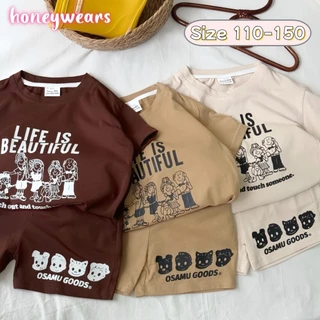 honeywears⚡️พร้อมส่ง⚡️ชุดเด็กชายแฟชั่น งานสกรีนน่ารัก ลำลอง 2ชิ้น สไตล์เกาหลี ฤดูร้อน ไซส์ 110-150