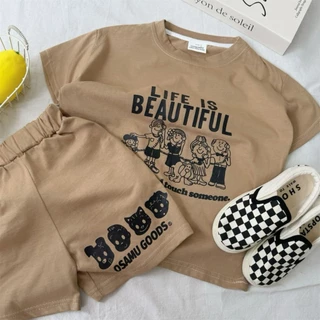 honeywears⚡️พร้อมส่ง⚡️ชุดเด็กชายแฟชั่น งานสกรีนน่ารัก ลำลอง 2ชิ้น สไตล์เกาหลี ฤดูร้อน ไซส์ 110-150