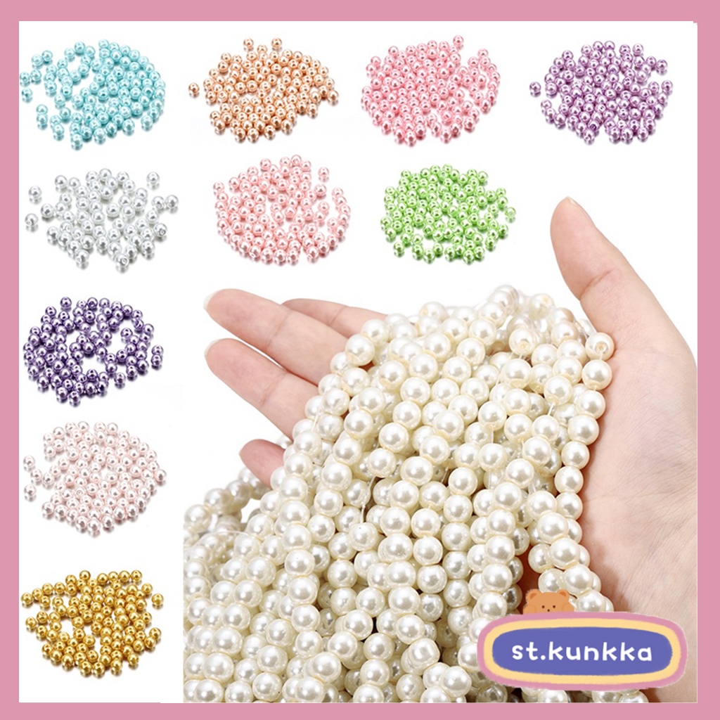 50-100ชิ้น4 6 8แก้วจําลองมุกลูกปัดสร้อยคอสร้อยข้อมือ ทําเอง