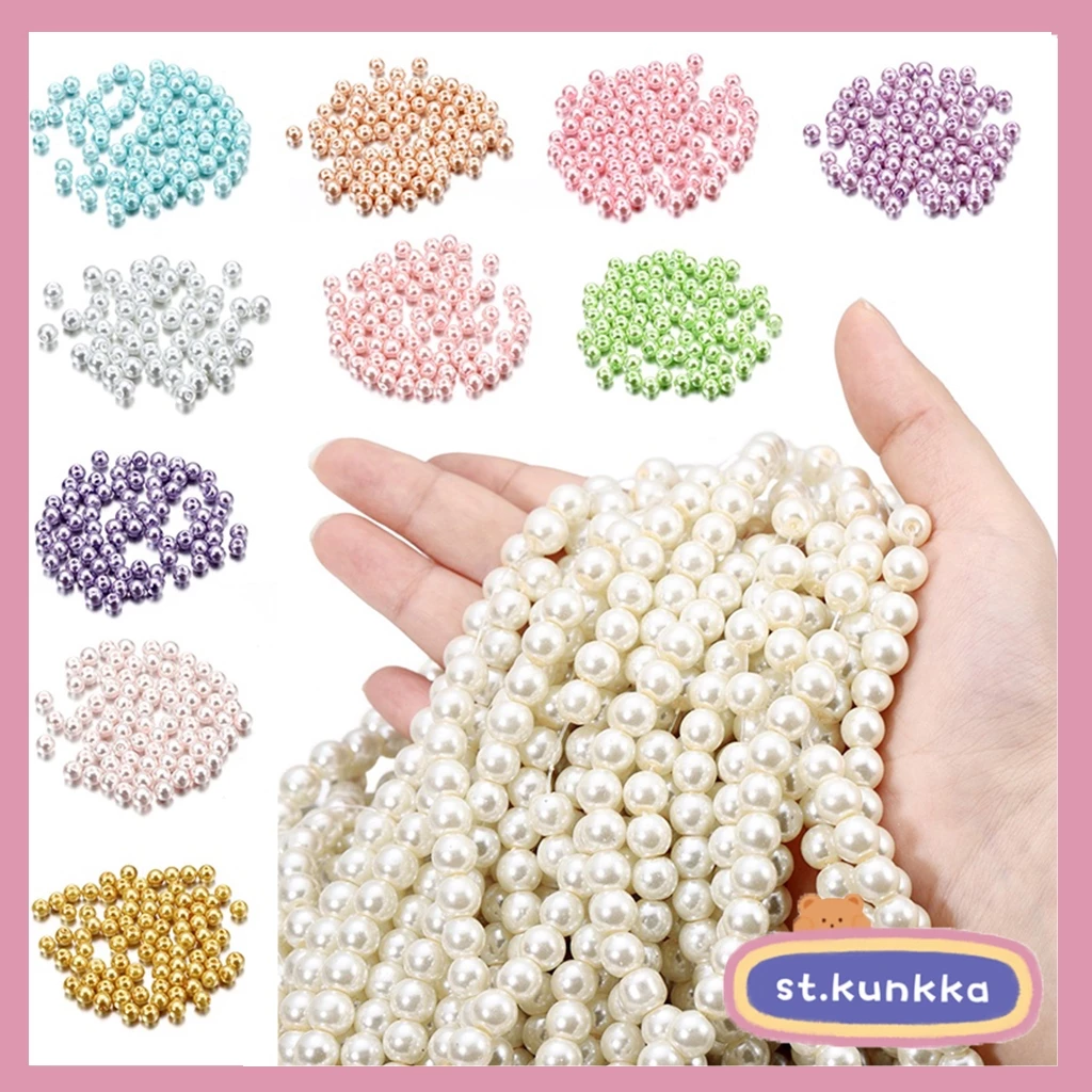 50-100ชิ้น4 6 8แก้วจําลองมุกลูกปัดสร้อยคอสร้อยข้อมือ ทําเอง