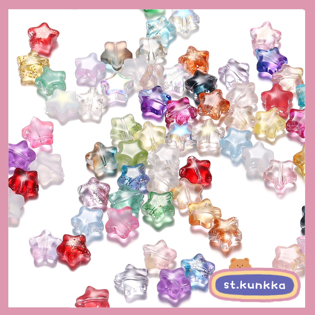 St.kunkka ลูกปัดแก้ว รูปดาวห้าแฉก 8 มม. สําหรับทําเครื่องประดับ สร้อยข้อมือ สร้อยคอ DIY 10 ชิ้น
