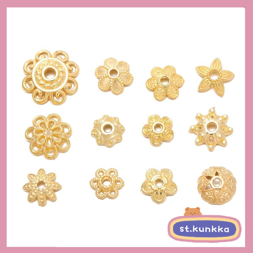 St.kunkka จี้ลูกปัดดอกไม้ห้ากลีบ โลหะผสมทอง สําหรับทําเครื่องประดับ สร้อยคอ สร้อยข้อมือ DIY 20 ชิ้น