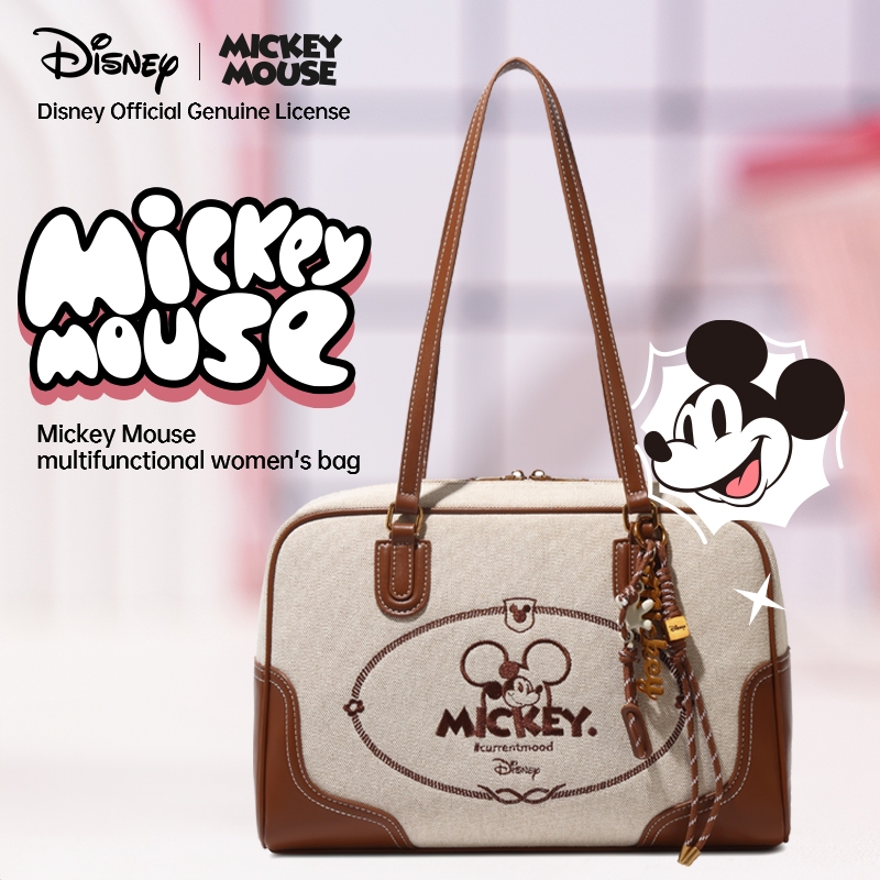 Disney Authentic Mickey Co-Branded Series Fashion Trend Retro Multifunctional Female Bag Large Capacity One-Shoulder Handbag