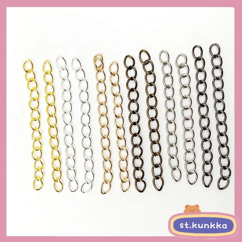 100 ชิ้นต่อชุด สายโซ่ สีเงิน สำหรับทำเครื่องประดับ ขนาด 50 มม. 70 มม.