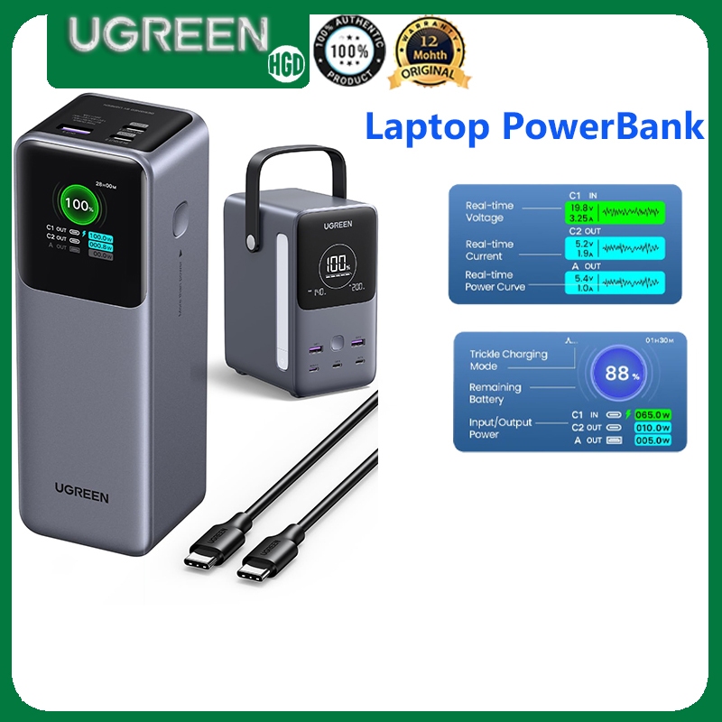 Ugreen Nexcode แล็ปท็อป Power Bank 300W 48000mah 200W 25000mah พร้อมจอแสดงผลดิจิตอลอัจฉริยะ Fast Cha