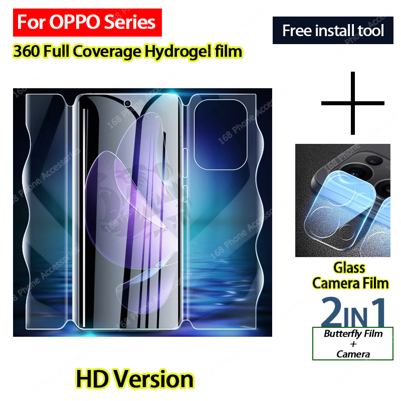 ฟิล์ม OPPO Reno 13 11 12 11 Pro 5G ฟิล์ม OPPO Reno 12 8T 10 Pro Plus 5G ฟิล์มกันรอยหน้าจอ ฟิล์มไฮโดรเจล หน้าจอโค้ง ผีเสื้อ ครอบคลุมเต็มรูปแบบ ตัวป้องกันเลนส์กล้อง ด้านหน้าและด้านหลัง ฟิล์ม TPU นิ่ม ไม่ใช่กระจก