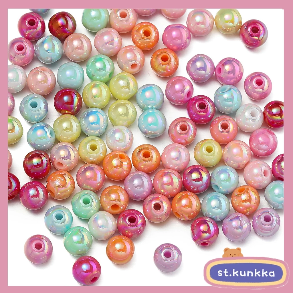 St.kunkka 6/8/10 มม.อะคริลิคสีทึบ AB สีรอบลูกปัดใช้ DIY สร้อยข้อมือ