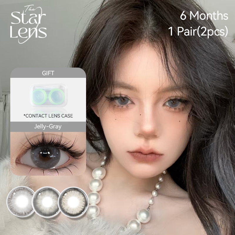 Starlens 1 คู่ mix-race grey คอนแทคเลนส์ OMG Grey Myopia Lens เกรด 0~8.00 DIA14.5mm ครึ่งปีใช้กับเคส
