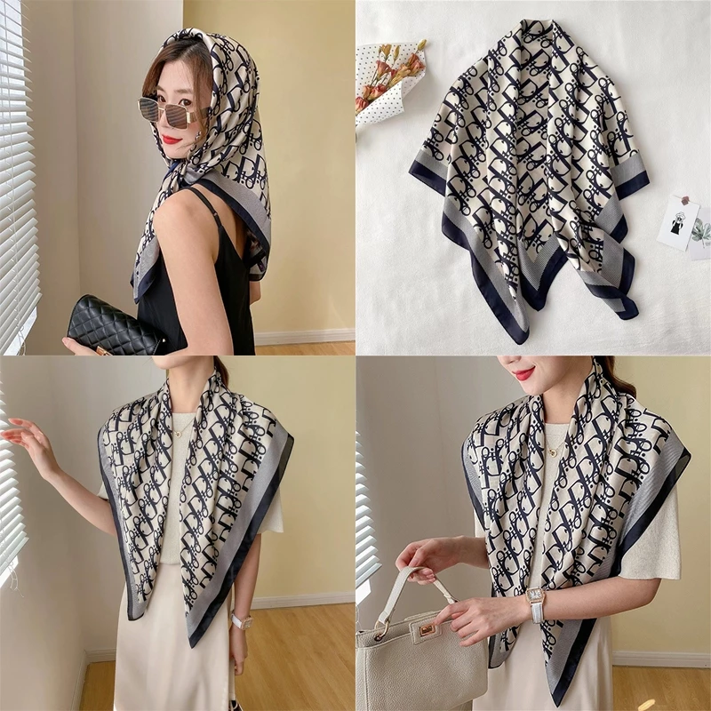 90 ซม.Headscarf.Shawl เข็มขัดเลียนแบบผ้าไหมผ้าพันคอสแควร์ 90x90 ซม.สําหรับผู้หญิงและผู้ชาย B106