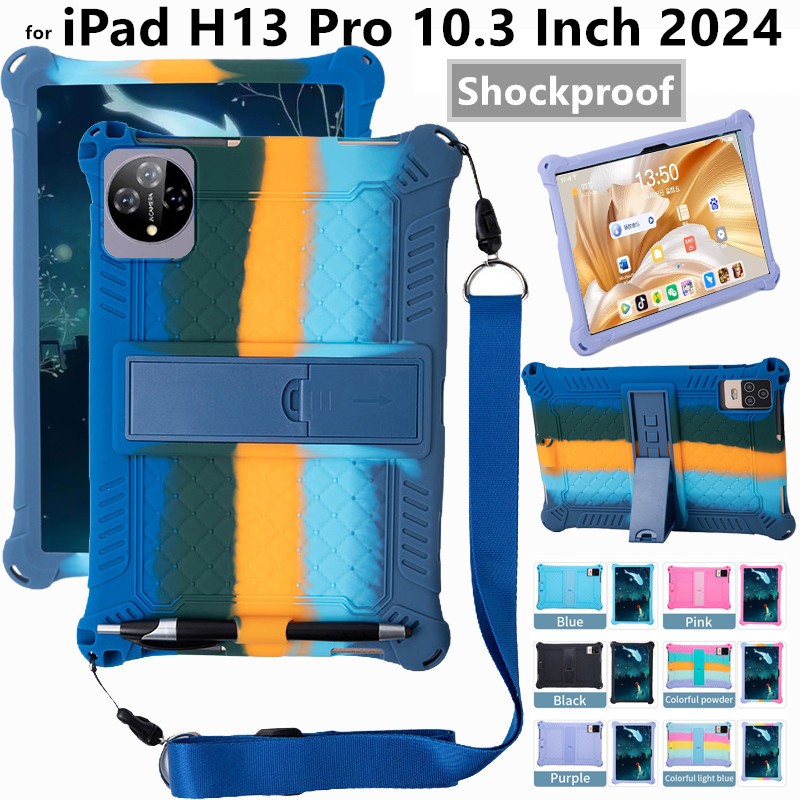 for iPad H13 Pro H13Pro 10.3 Inch 2024 Android Tablet PC Soft Shockproof Solid Color Back Stand Cove
