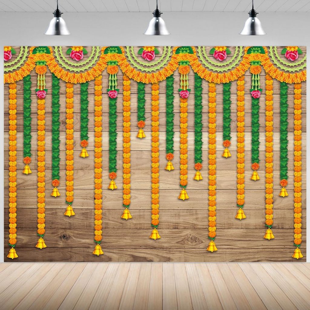 อินเดีย Poija ฉากหลัง Ganpati Pija Marigold พื้นหลังอินเดียแบบดั้งเดิมเทศกาลฉากหลัง Chatiya Ganesh ง